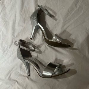 fiomi silver glitter heels womens 7